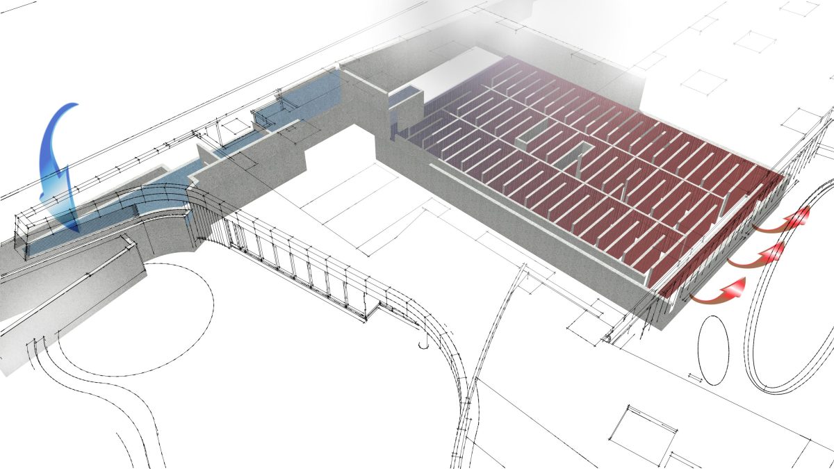 Rendering of geothermal well system.