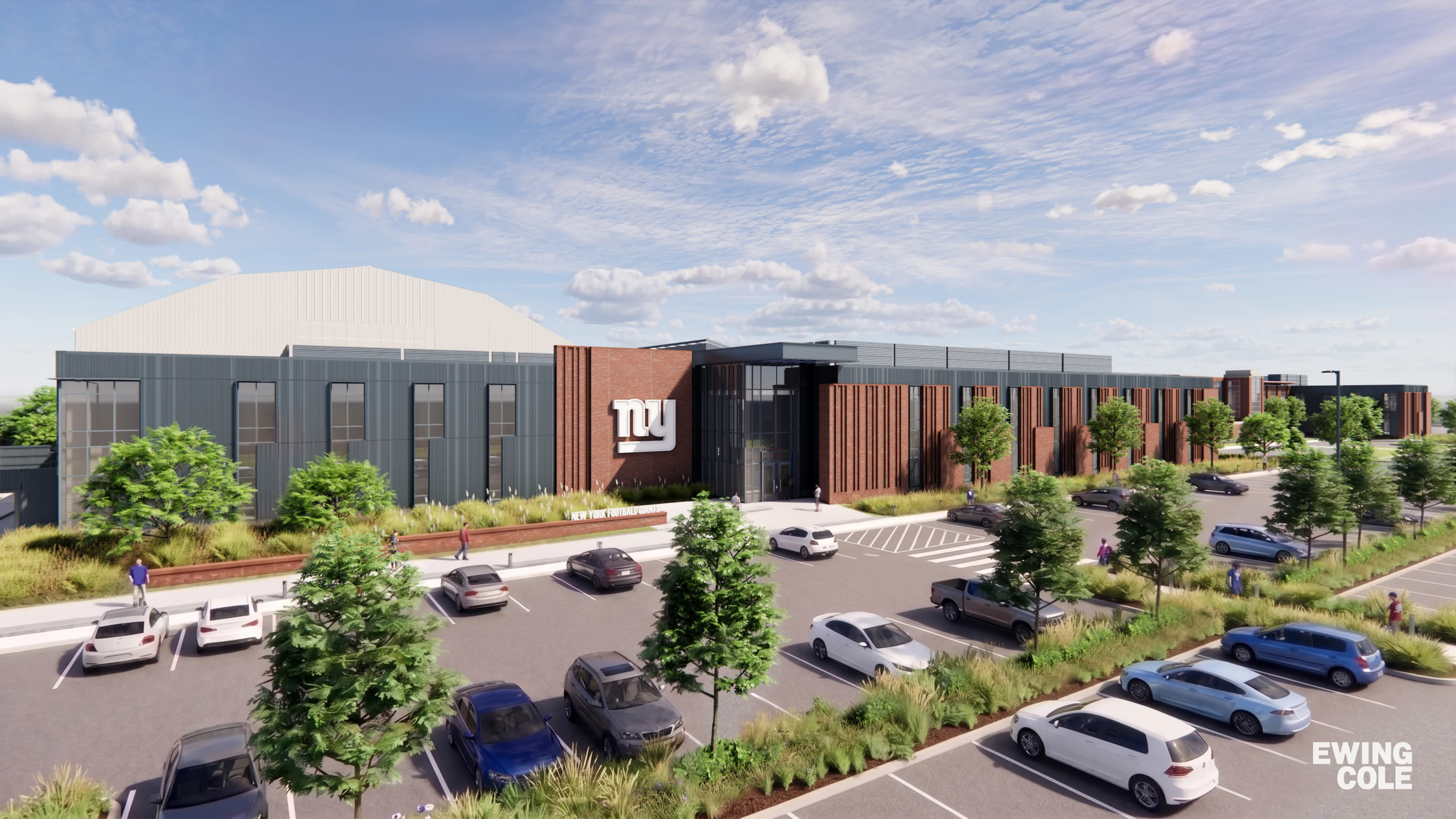 Rendering of the New York Giants football operations facility expansion designed by EwingCole.